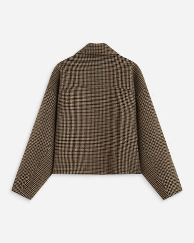 Grace & Mila Arthur Houndstooth Coat - Coffee