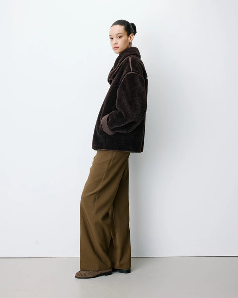 Grace & Mila Amelio Oversized Buttoned Faux-Fur Coat - Chocolate