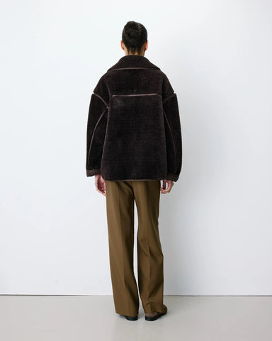 Grace & Mila Amelio Oversized Buttoned Faux-Fur Coat - Chocolate