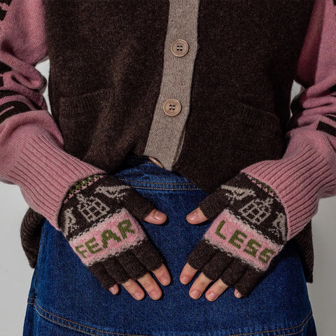 Black & Beech Fearless Fingerless Mittens - Cocoa