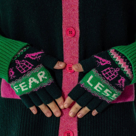 Black & Beech Fearless Fingerless Mittens - Forest Green