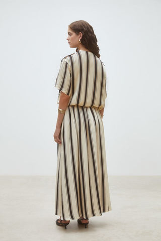SUNCOO Fidji Stripe Maxi Skirt - Creme