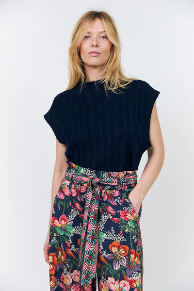 Lollys Laundry FinnLL Sleeveless Knit Vest - Dark Navy