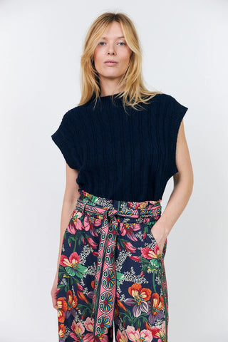 Lollys Laundry FinnLL Sleeveless Knit Vest - Dark Navy