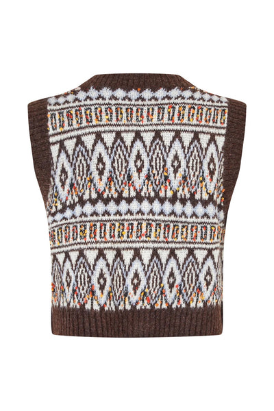 Lollys Laundry FrancescaLL Knitted Vest - Dark Mokka