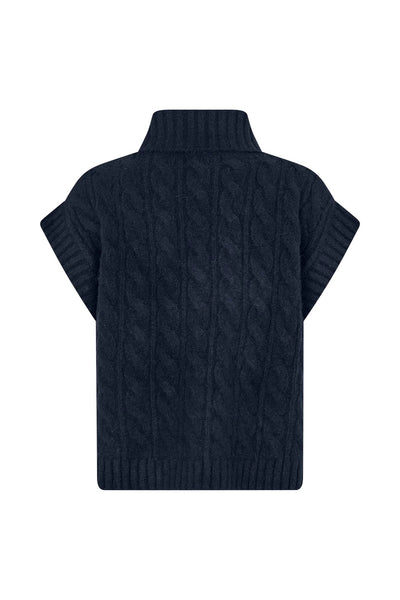Lollys Laundry FresnoLL Knitted Polo Vest - Dark Navy