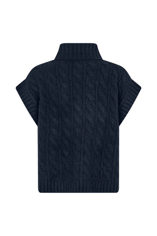 Lollys Laundry FresnoLL Knitted Polo Vest - Dark Navy