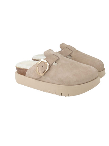 Genuins Riva Indianna Velour Wool Lined Clog - Cream