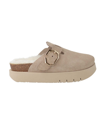 Genuins Riva Indianna Velour Wool Lined Clog - Cream