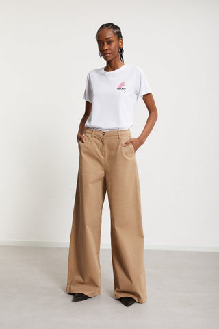 Ottod'Ame Cotton Palazo Trousers - Camel