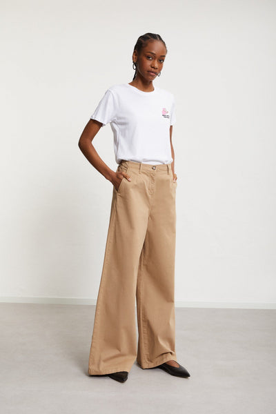 Ottod'Ame Cotton Palazo Trousers - Camel