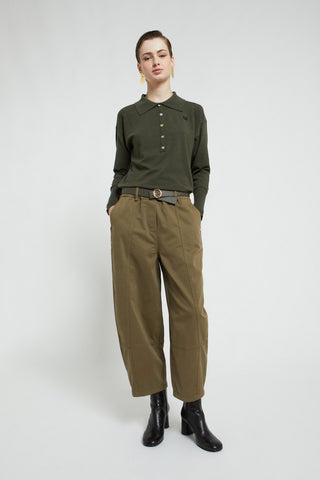 Ottod'Ame Gaberdine Balloon Trousers - Khaki