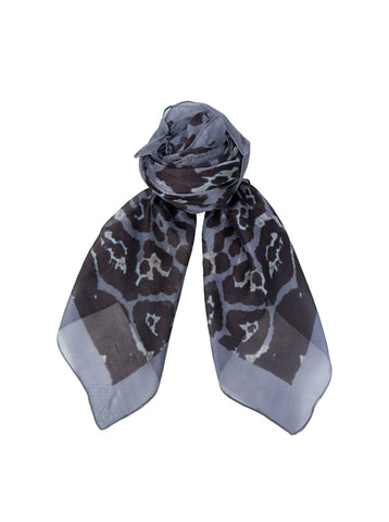 Black Colour BCHannah Silk Scarf - Grey Leopard