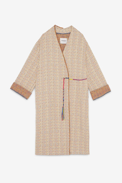 Ottod'Ame Kimono Coat with Multicoloured Laced Belt
