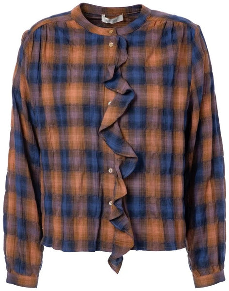 Jc Sophie Pearl Check Blouse - Cognac