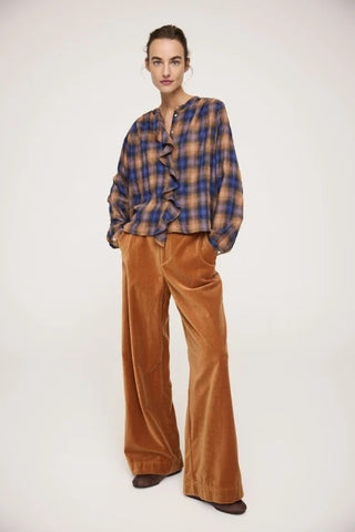 Jc Sophie Pearl Check Blouse - Cognac