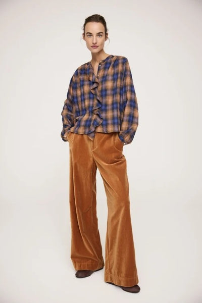 Jc Sophie Pearl Check Blouse - Cognac
