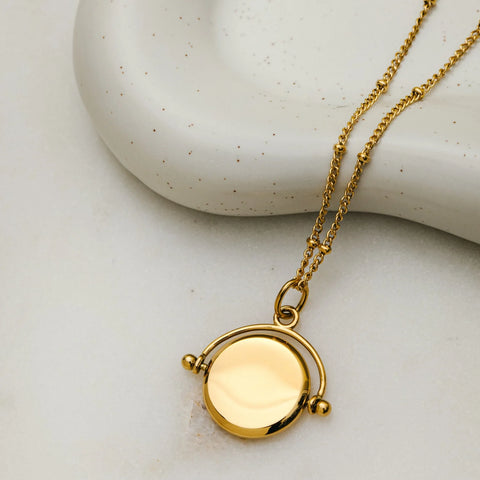 Orelia Jewellery WATERPROOF LUXE Faceted Disc Spinner Necklace - Gold