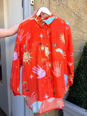 Never Fully Dressed Celestial Marley Shirt - Red / Orange