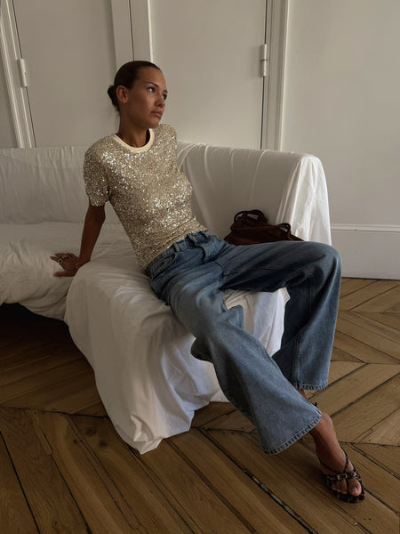 Never Fully Dressed Silver Sequin T Shirt