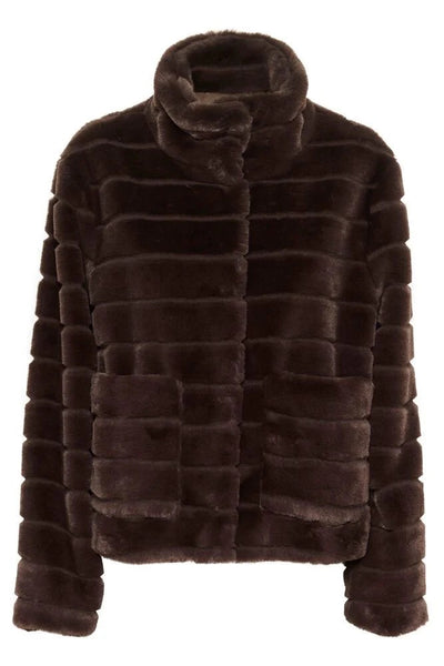 Saint Tropez LeonieSZ Faux Fur Jacket - Chocolate Brown