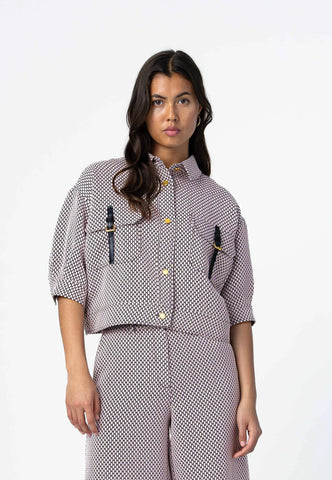 Coster Copenhagen Jacquard Jacket - Pearl / Pink Jacquard
