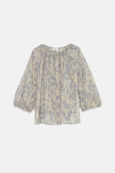 Ottod'Ame Cotton Printed Shirt with Balloon Sleeve