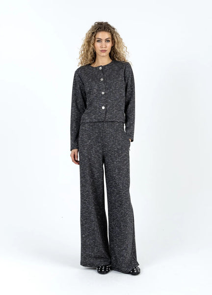 Coster Copenhagen Knitted High Waist Trouser - Black/Grey