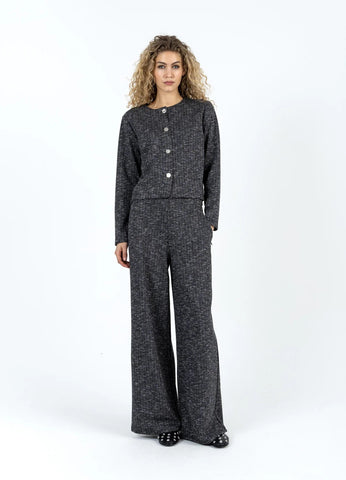 Coster Copenhagen Knitted High Waist Trouser - Black/Grey