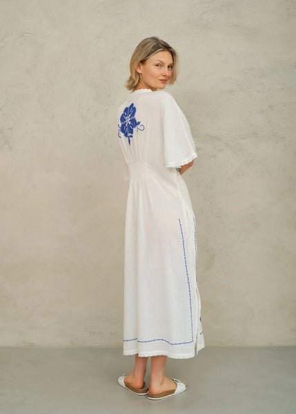 M.A.B.E Apparel Laney Dress - Ivory / Blue