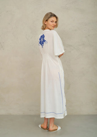 M.A.B.E Apparel Laney Dress - Ivory / Blue