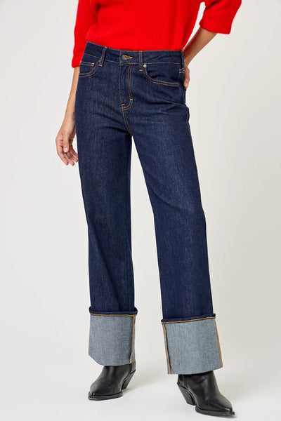Five Paris Livia Wide Cuff Jeans - Dark Denim
