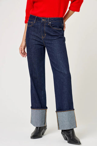 Five Paris Livia Wide Cuff Jeans - Dark Denim