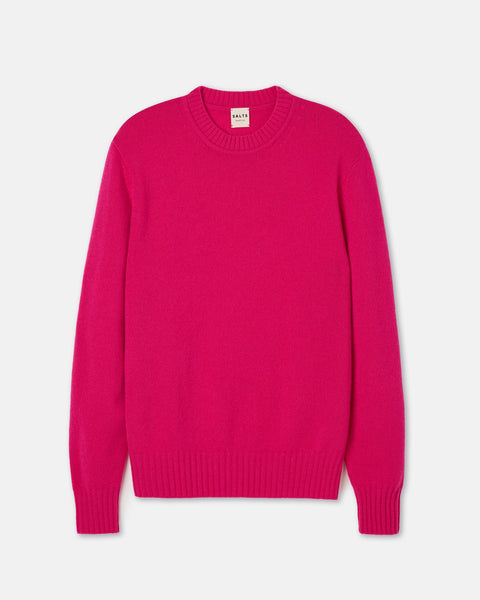 Salts Cashmere Lofty Crew Neck Sweater - Hot Pink