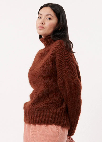 FRNCH Noah High Neck Chunky Knit - Brown