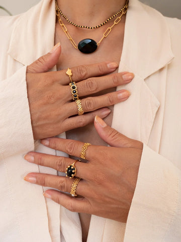 IBU Jewels Aum Onyx Ring - Gold