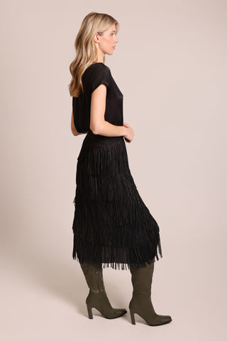 Traffic People Gloria Fringed Skirt - Black