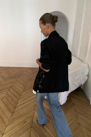 Never Fully Dressed Black Sequin Blazer