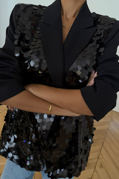Never Fully Dressed Black Sequin Blazer