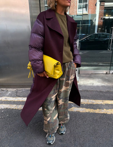 Never Fully Dressed Burgundy Quilted Wool Coat