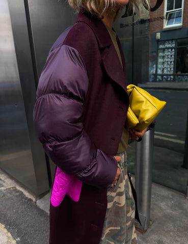 Never Fully Dressed Burgundy Quilted Wool Coat