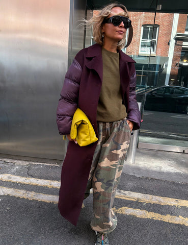 Never Fully Dressed Burgundy Quilted Wool Coat