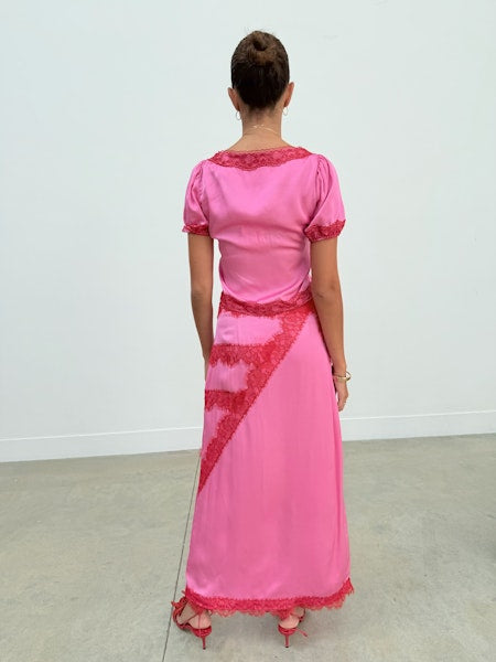 Never Fully Dressed Pink and Red Lace Lily Skirt