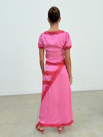 Never Fully Dressed Pink and Red Lace Lily Skirt