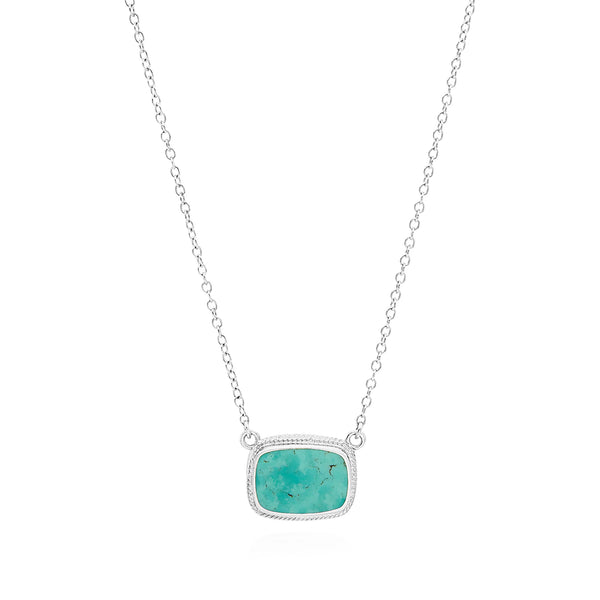 Anna Beck Medium Turquoise Cushion Necklace - Silver