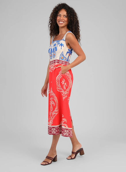 An'ge Olenie Midi Printed Dress - Tivoli Rouge