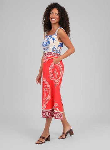 An'ge Olenie Midi Printed Dress - Tivoli Rouge