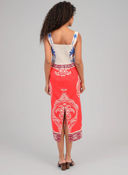 An'ge Olenie Midi Printed Dress - Tivoli Rouge