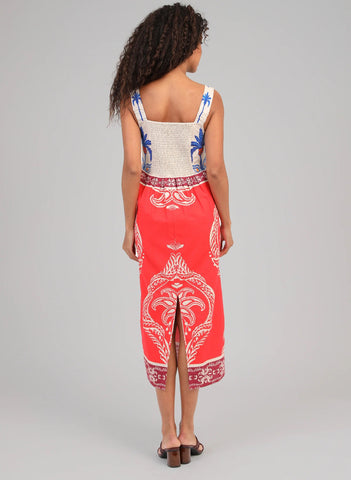 An'ge Olenie Midi Printed Dress - Tivoli Rouge