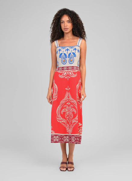 An'ge Olenie Midi Printed Dress - Tivoli Rouge